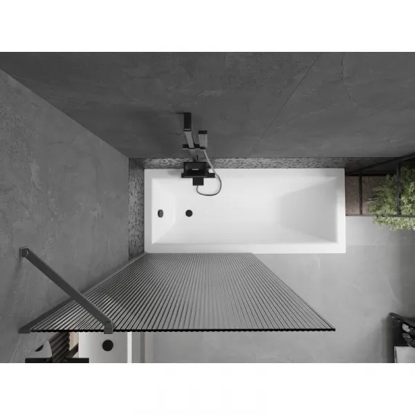 MEXEN/S - Next vaňová zástena FIX 90 x 150, prúžky, grafit metal 895-090-000-00-09-95