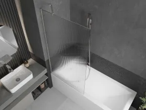 MEXEN/S - Next vaňová zástena FIX 90 x 150, prúžky, nikel kartáčovaná 895-090-000-00-09-97