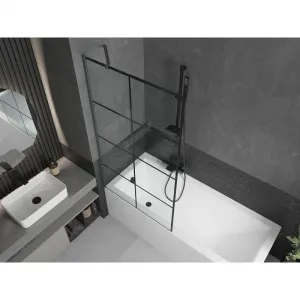 MEXEN/S - Next vaňová zástena FIX 90 x 150, čierna vzor, grafit metal 895-090-000-00-77-95