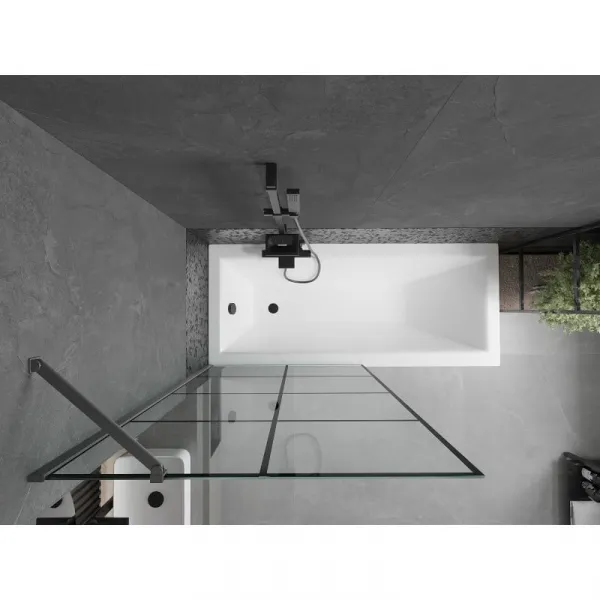 MEXEN/S - Next vaňová zástena FIX 90 x 150, čierna vzor, grafit metal 895-090-000-00-77-95