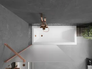 MEXEN/S - Next vaňová zástena FIX 90 x 150, dekor, meď kartáčovaná 895-090-000-00-30-65