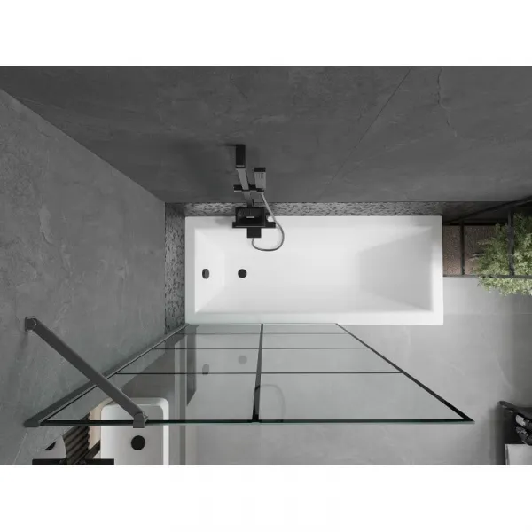 MEXEN/S - Next vaňová zástena FIX 100 x 150, čierna vzor, grafit metal 895-100-000-00-77-95
