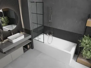 MEXEN/S - Next vaňová zástena FIX 60 x 150, čierna vzor, nikel kartáčovaná 895-060-000-00-77-97