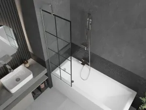 MEXEN/S - Next vaňová zástena FIX 60 x 150, čierna vzor, nikel kartáčovaná 895-060-000-00-77-97