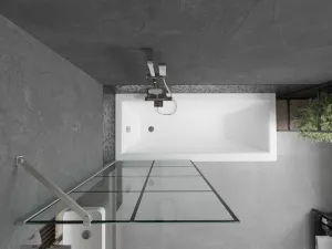 MEXEN/S - Next vaňová zástena FIX 80 x 150, čierna vzor, nikel kartáčovaná 895-080-000-00-77-97