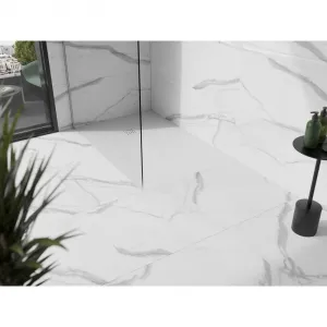 MEXEN/S - Stone+ obdĺžniková sprchová vanička 130 x 90, biela, mriežka biela 44109013-W