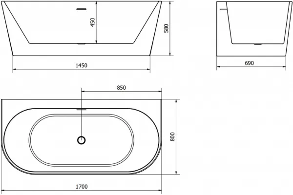 MEXEN Oval+ 170 x 80 cm 52681708000-01