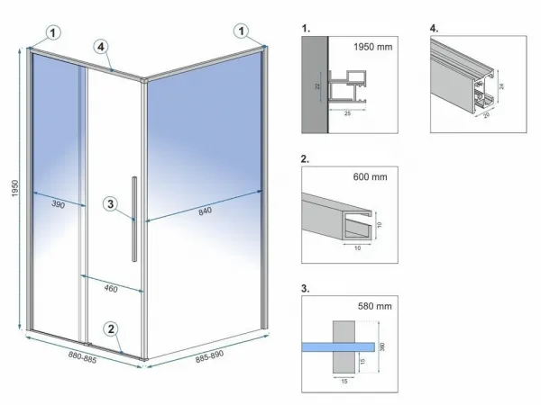 REA/S - Sprchovací kút SOLAR - zlatý Brush 90x90 So sprchovou vaničkou Savoy KPL-96018