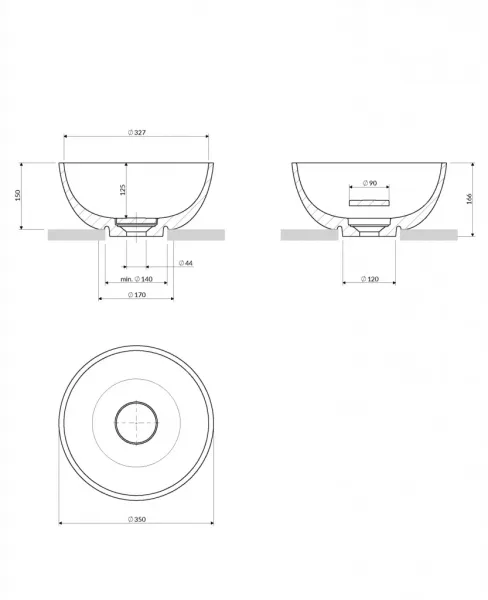 OMNIRES - SHELL M+ umývadlo na dosku, O35 cm, biela mat SHELL350UNBM