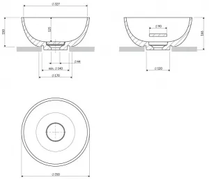 OMNIRES - SHELL M+ umývadlo na dosku, O35 cm, biela mat SHELL350UNBM