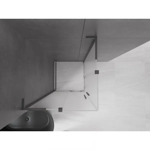 MEXEN/S - Velar L Duo sprchovací kút, posuvné dvere 100 x 100, dekor, gun gray kartáčovanáana 871-100-100-02-33-66