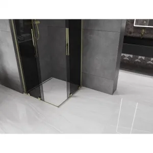MEXEN/S - Velar L Duo sprchovací kút, posuvné dvere 100 x 100, grafit, zlato 871-100-100-02-43-50