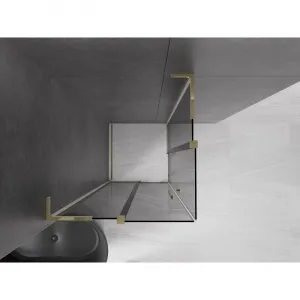 MEXEN/S - Velar L Duo sprchovací kút, posuvné dvere 100 x 100, grafit, zlato 871-100-100-02-43-50
