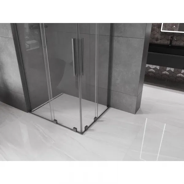 MEXEN/S - Velar L Duo sprchovací kút, posuvné dvere 100 x 90, transparent, grafit kartáčovaná 871-100-090-02-03-66