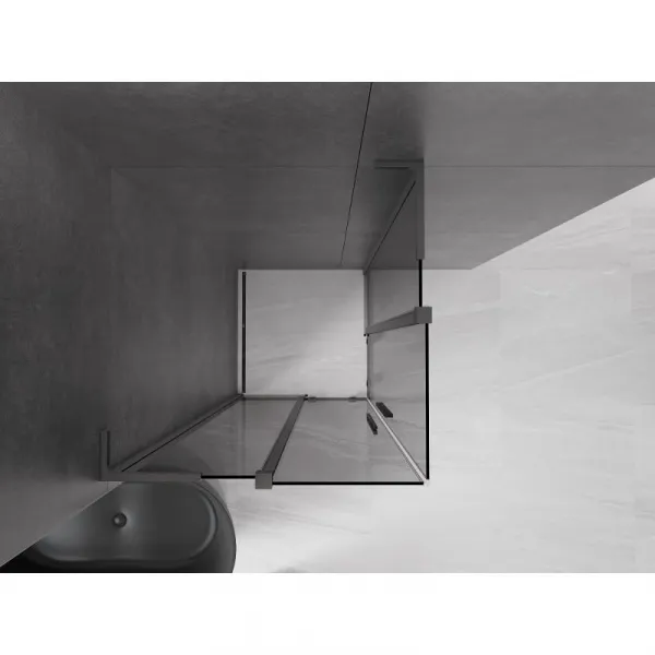 MEXEN/S - Velar L Duo sprchovací kút, posuvné dvere 80 x 80, grafit, gun gray kartáčovanáana 871-080-080-02-43-66