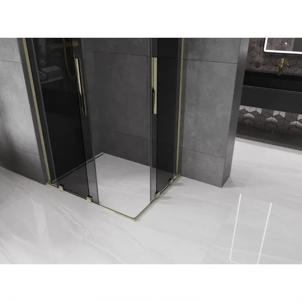 MEXEN/S - Velar L Duo sprchovací kút, posuvné dvere 90 x 80, grafit, zlato 871-090-080-02-43-50
