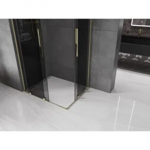 MEXEN/S - Velar L Duo sprchovací kút, posuvné dvere 90 x 80, grafit, zlato 871-090-080-02-43-50