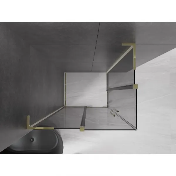 MEXEN/S - Velar L Duo sprchovací kút, posuvné dvere 90 x 80, grafit, zlato 871-090-080-02-43-50