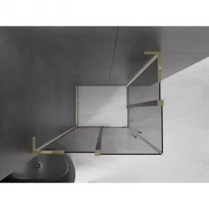 MEXEN/S - Velar L Duo sprchovací kút, posuvné dvere 90 x 80, grafit, zlato 871-090-080-02-43-50