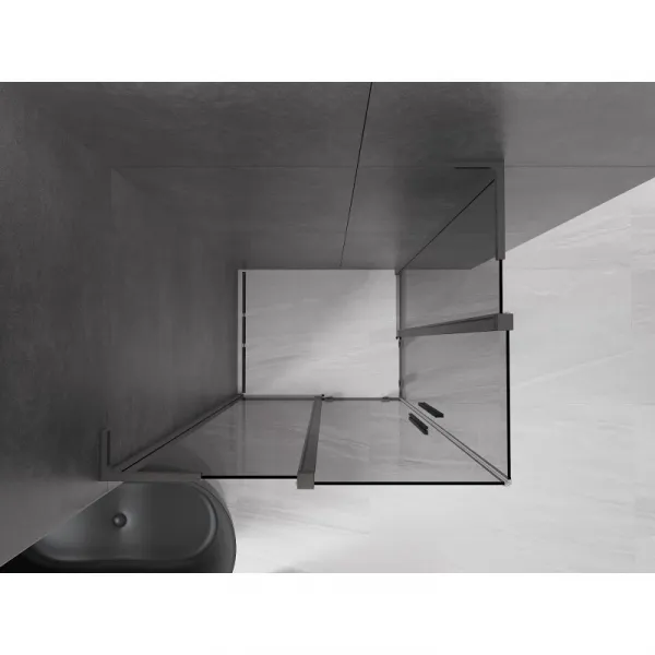 MEXEN/S - Velar L Duo sprchovací kút, posuvné dvere 100 x 90, grafit, gun gray kartáčovaná 871-100-090-02-43-66