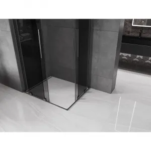 MEXEN/S - Velar L Duo sprchovací kút, posuvné dvere 100 x 90, grafit, gun gray kartáčovaná 871-100-090-02-43-66