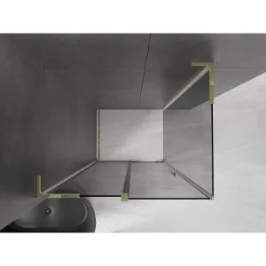 MEXEN/S - Velar L sprchovací kút, posuvné dvere 90 x 70, grafit, zlato 871-090-070-43-50