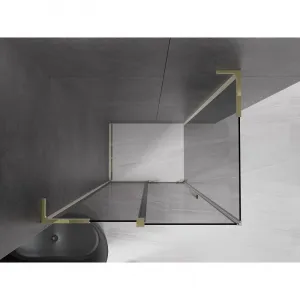 MEXEN/S - Velar L sprchovací kút, posuvné dvere 100 x 70, grafit, zlato 871-100-070-43-50