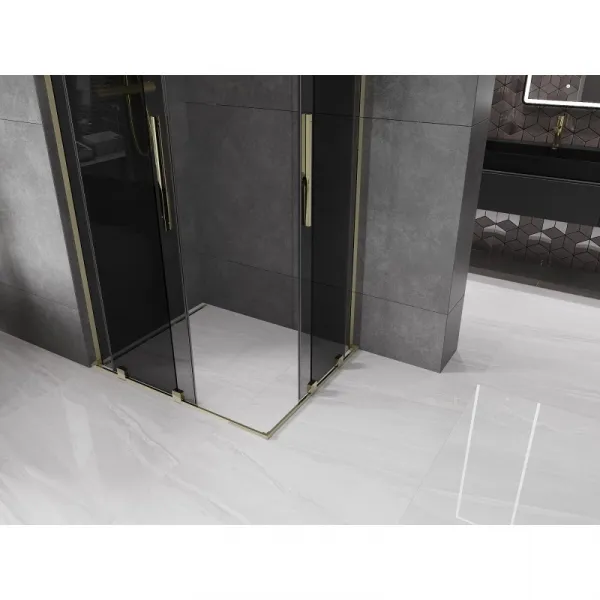 MEXEN/S - Velar L Duo sprchovací kút, posuvné dvere 100 x 90, grafit, zlato 871-100-090-02-43-50