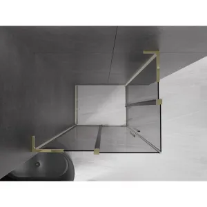 MEXEN/S - Velar L Duo sprchovací kút, posuvné dvere 100 x 90, grafit, zlato 871-100-090-02-43-50