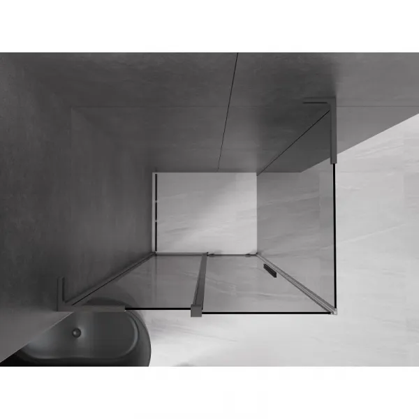 MEXEN/S - Velar L sprchovací kút, posuvné dvere 100 x 120, grafit, grafit kartáčovaná 871-100-120-43-66