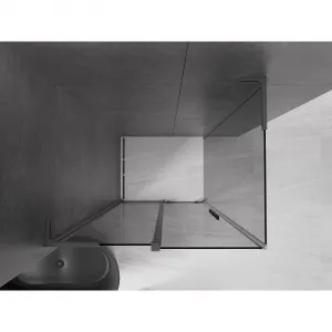 MEXEN/S - Velar L sprchovací kút, posuvné dvere 100 x 120, grafit, grafit kartáčovaná 871-100-120-43-66
