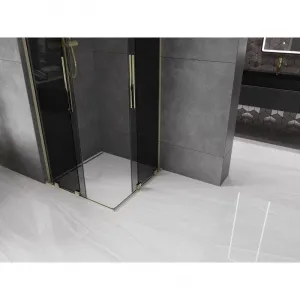 MEXEN/S - Velar L Duo sprchovací kút, posuvné dvere 90 x 90, grafit, zlato 871-090-090-02-43-50