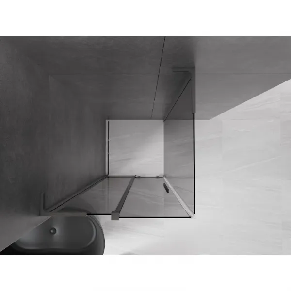 MEXEN/S - Velar L sprchovací kút, posuvné dvere 100 x 100, grafit, grafit kartáčovaná 871-100-100-43-66