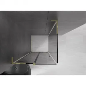 MEXEN/S - Velar L sprchovací kút, posuvné dvere 100 x 100, grafit, zlato 871-100-100-43-50