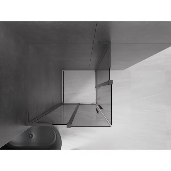 MEXEN/S - Velar L Duo sprchovací kút, posuvné dvere 100 x 100, grafit, gun gray kartáčovanáana 871-100-100-02-43-66