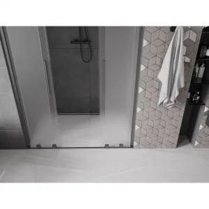 MEXEN/S - Velar L Duo posuvné sprchové dvere 150, dekor, grafit kartáčovaná 871-150-003-32-66