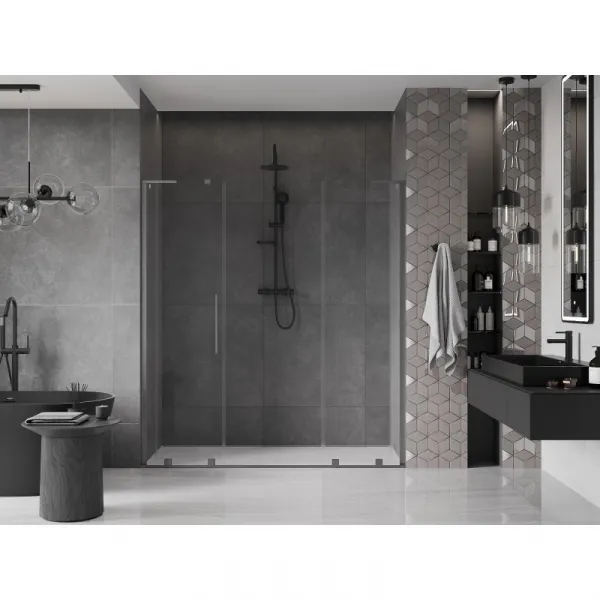 MEXEN/S - Velar L Duo posuvné sprchové dvere 200, transparent, grafit kartáčovaná 871-200-003-02-66