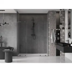 MEXEN/S - Velar L Duo posuvné sprchové dvere 200, transparent, grafit kartáčovaná 871-200-003-02-66