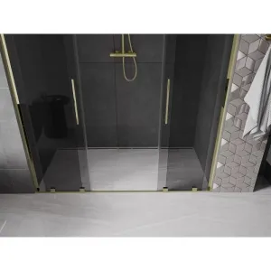 MEXEN/S - Velar L Duo posuvné sprchové dvere 200, grafit, zlatá 871-200-003-42-50