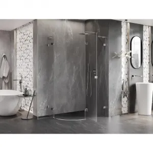 MEXEN/S - Lunar L sprchový kút štvrťkruh krídlový pravá 100 x 90, transparent, chróm 833L-100P-090L-01-00
