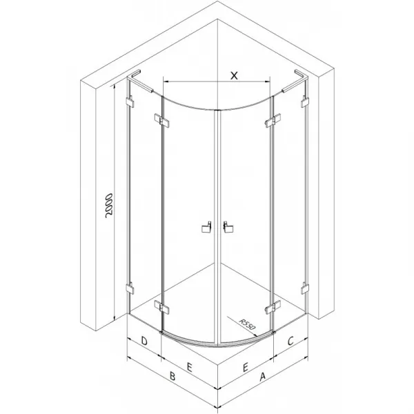 MEXEN/S - Lunar L sprchový kút štvrťkruh krídlový pravá 100 x 90, transparent, chróm 833L-100P-090L-01-00