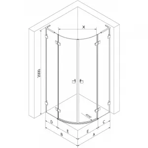 MEXEN/S - Lunar L sprchový kút štvrťkruh krídlový pravá 100 x 90, transparent, chróm 833L-100P-090L-01-00