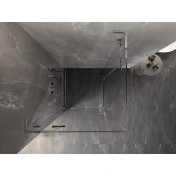 MEXEN/S - Lunar L Duo sprchovací kút dvere krídlové 80 x 80, transparent, chróm 834L-080L-080P-01-00