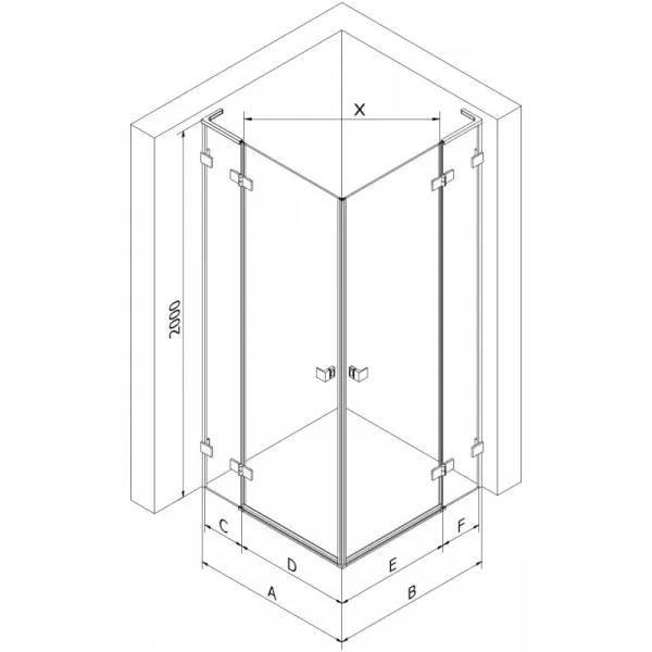 MEXEN/S - Lunar L Duo sprchovací kút dvere krídlové 80 x 80, transparent, chróm 834L-080L-080P-01-00
