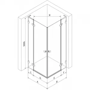 MEXEN/S - Lunar L Duo sprchovací kút dvere krídlové 80 x 80, transparent, chróm 834L-080L-080P-01-00