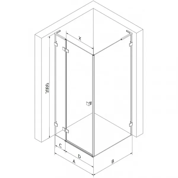 MEXEN/S - Lunar L sprchový kút dvere krídlové ľavá 80 x 80, transparent, chróm 834L-080-080-01-00-L