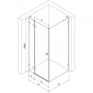 MEXEN/S - Lunar L sprchový kút dvere krídlové ľavá 80 x 80, transparent, chróm 834L-080-080-01-00-L
