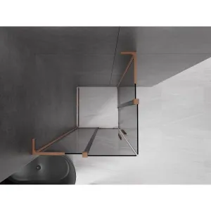 MEXEN/S - Velar L Duo sprchovací kút, posuvné dvere 80 x 80, grafit, meď kartáčovaná 871-080-080-02-43-65