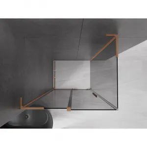 MEXEN/S - Velar L sprchovací kút, posuvné dvere 100 x 80, grafit, meď kartáčovaná 871-100-080-43-65