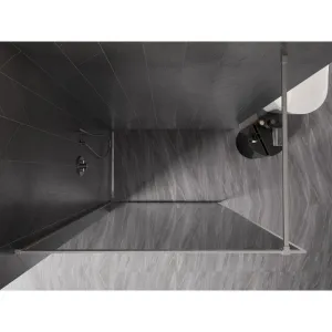 MEXEN/S - Kyoto-XF Sprchová zástena WALK-IN s rámom 90 x 202, grafit 10 mm, nikel kartáčovaný 800-090-104-97-40-X